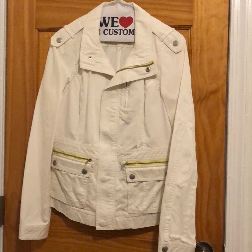 White zip up utility jacket